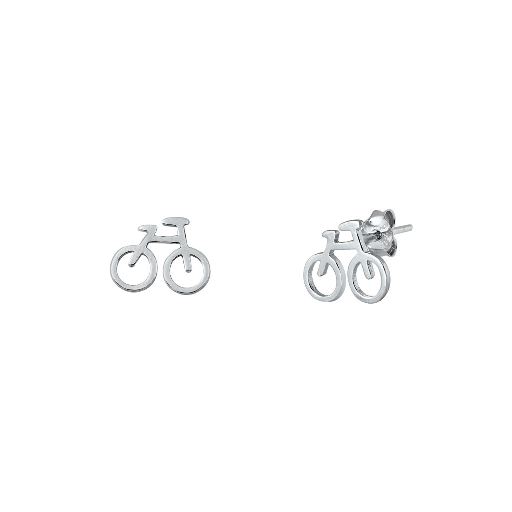 Silver Stud Earrings - Bicycle