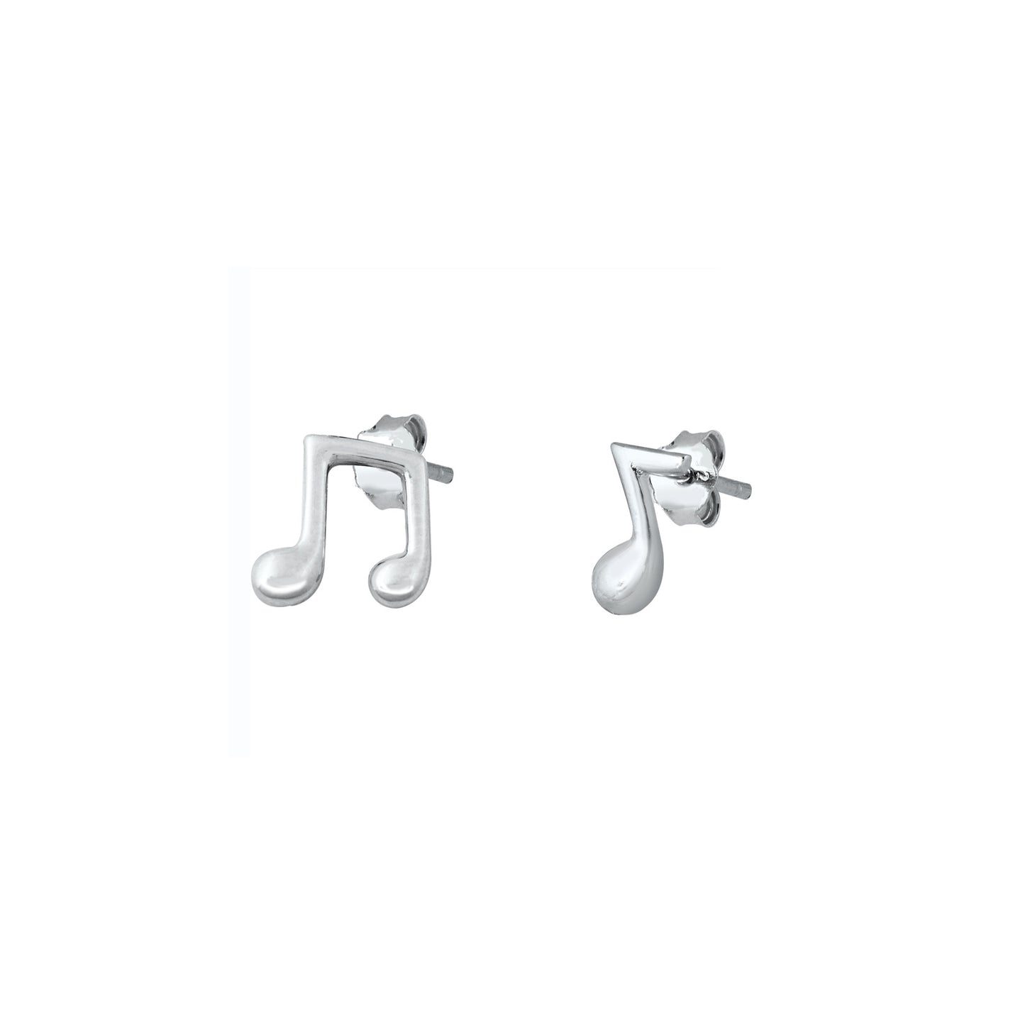 Silver Stud Earrings - Musical Note