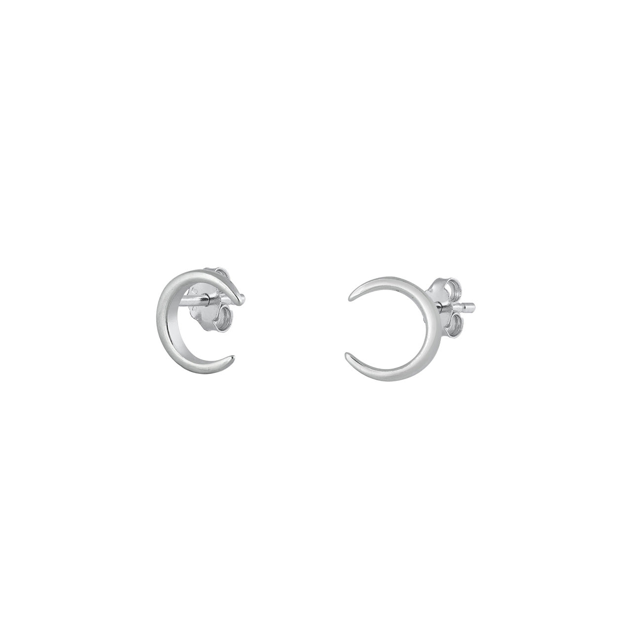 Silver Stud Earrings - Crescent Moon