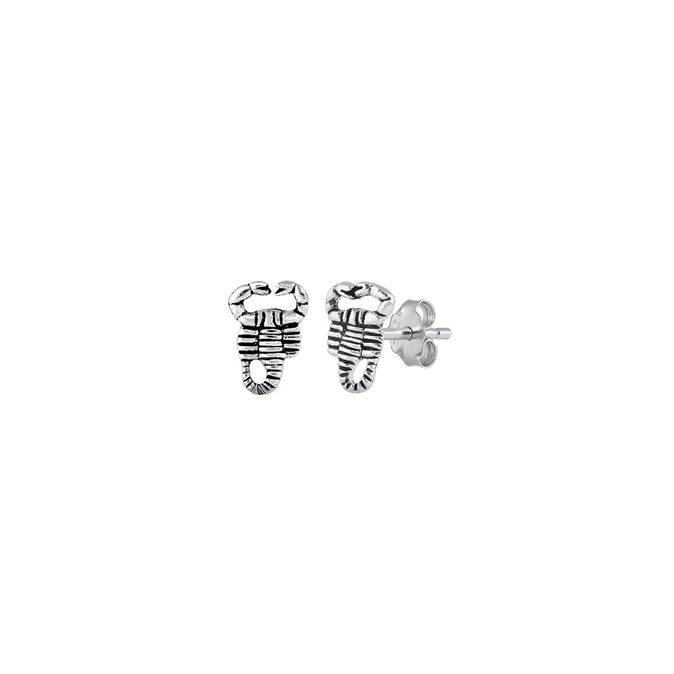 Silver Stud Earrings - Scorpion