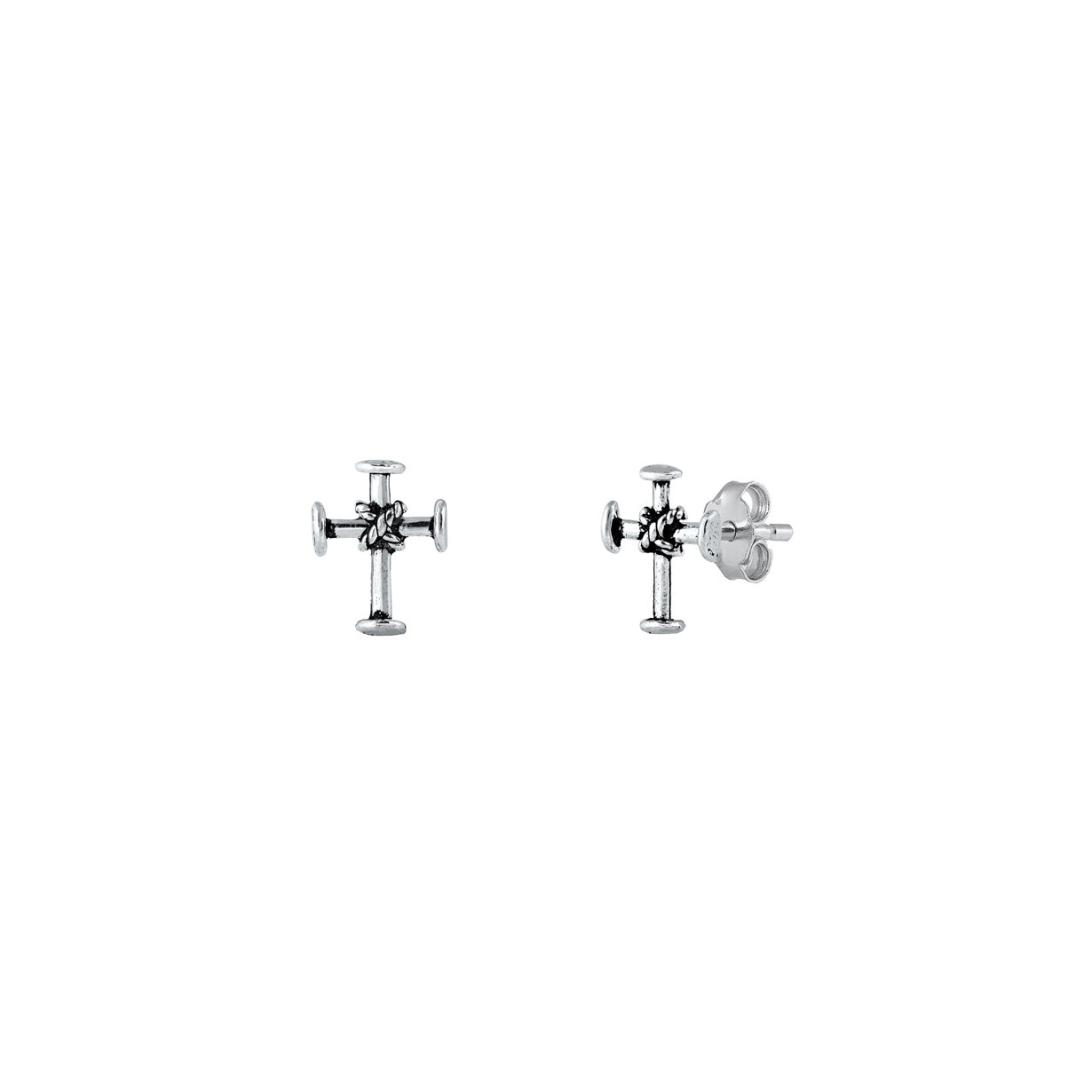 Silver Stud Earrings - Cross