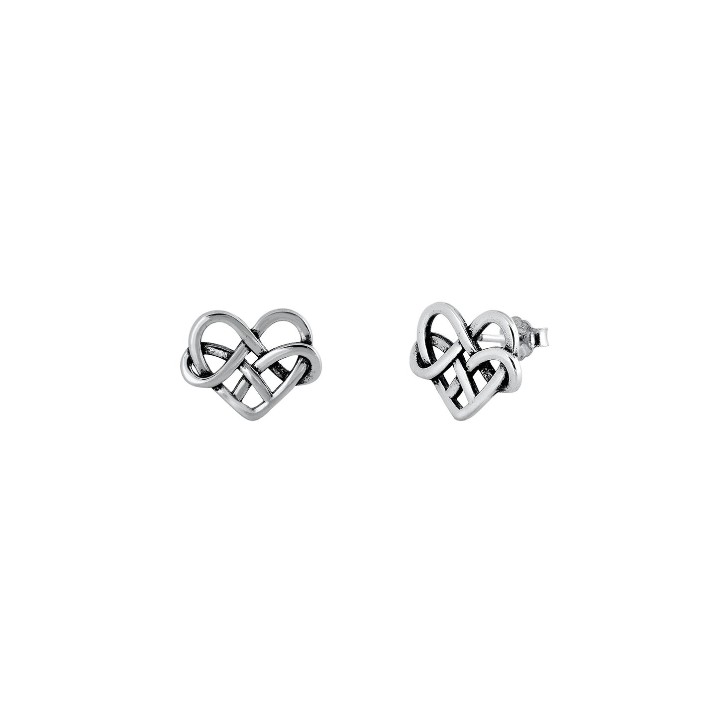 Silver Stud Earrings - Celtic Heart