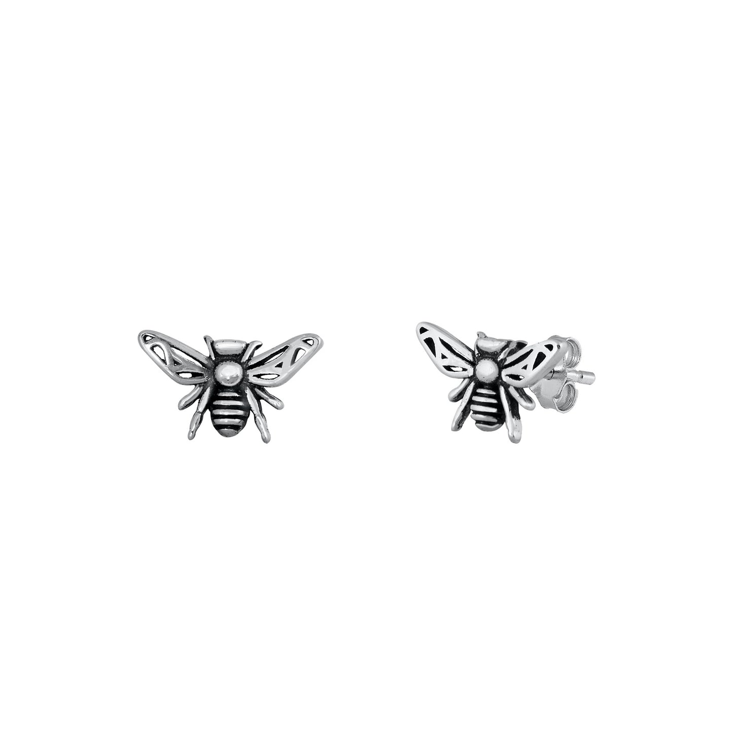 Silver Stud Earrings - Bee
