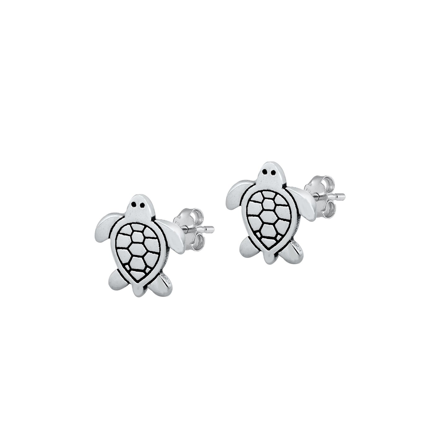 Silver Stud Earrings - Turtle