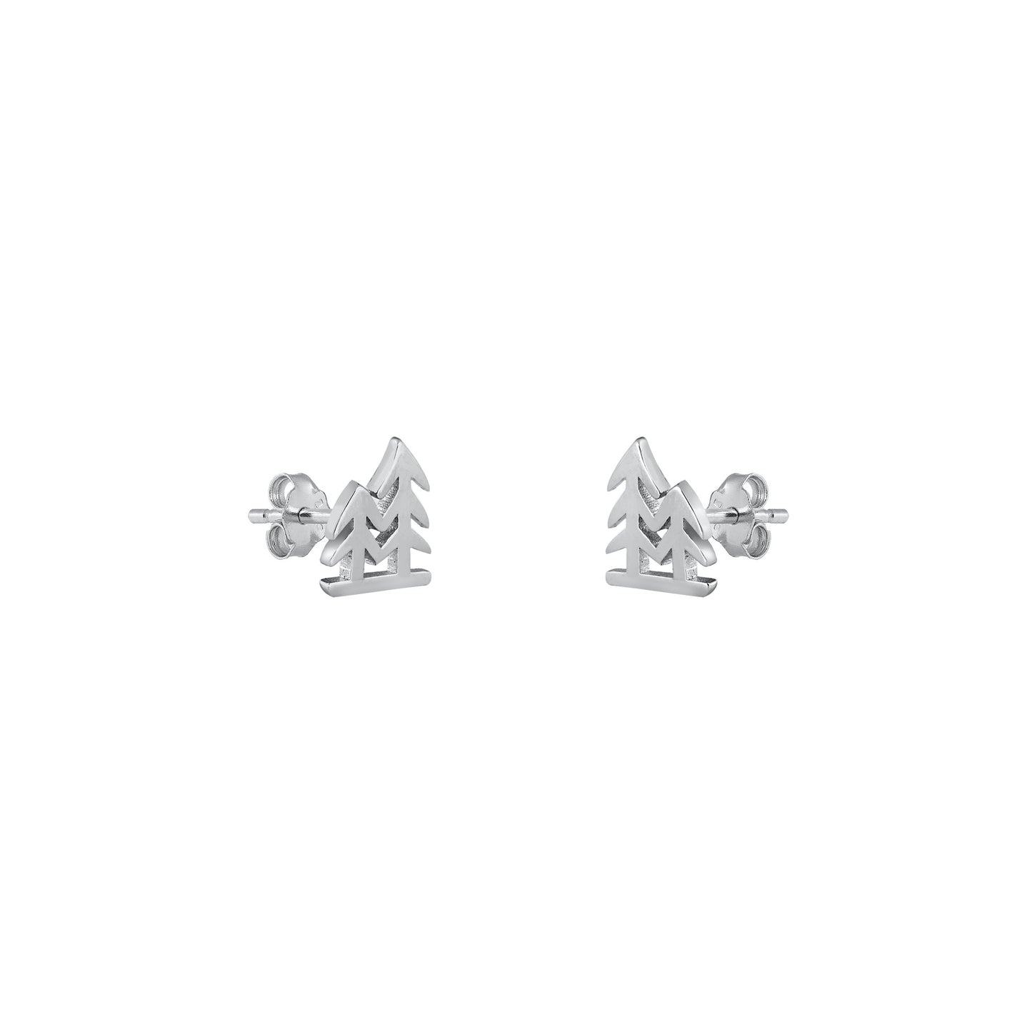 Silver Stud Earrings - Trees