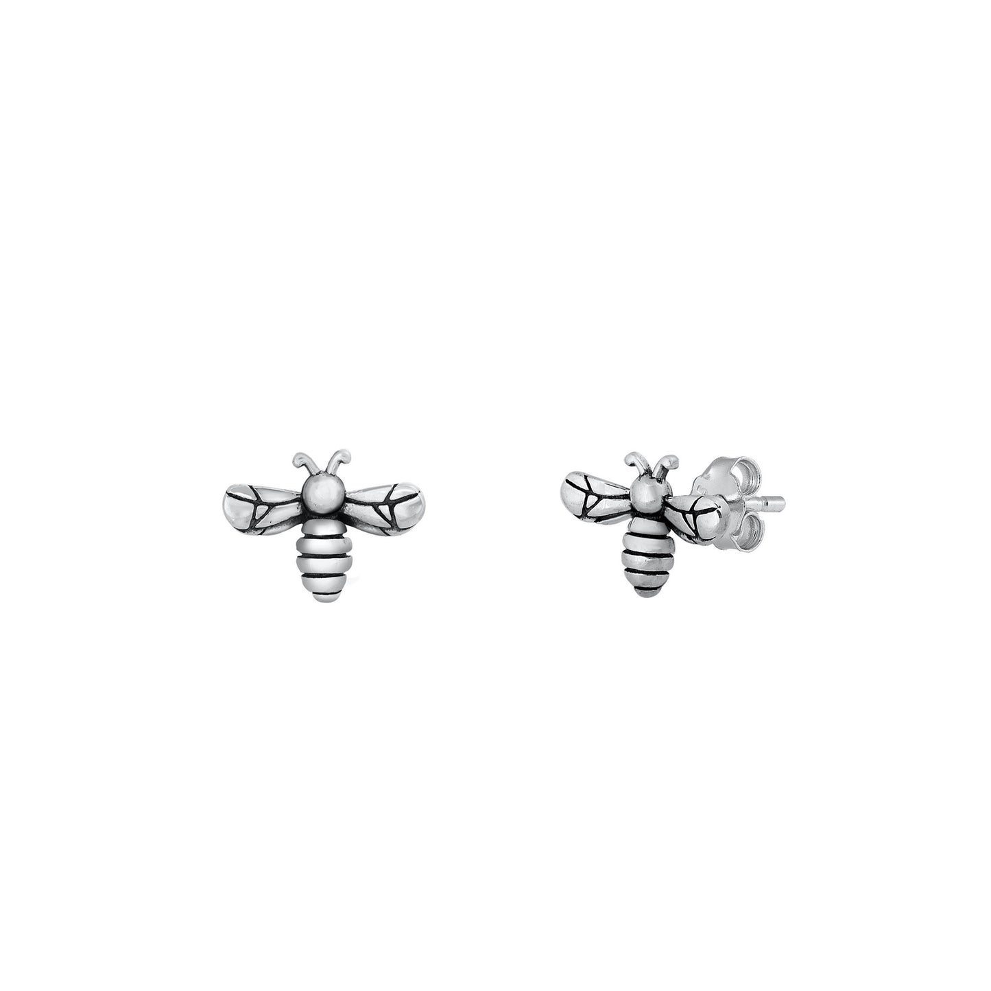 Silver Stud Earrings - Bee