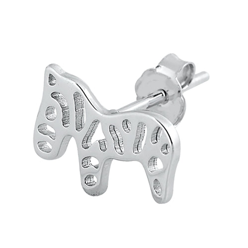 Silver Stud Earrings - Zebra