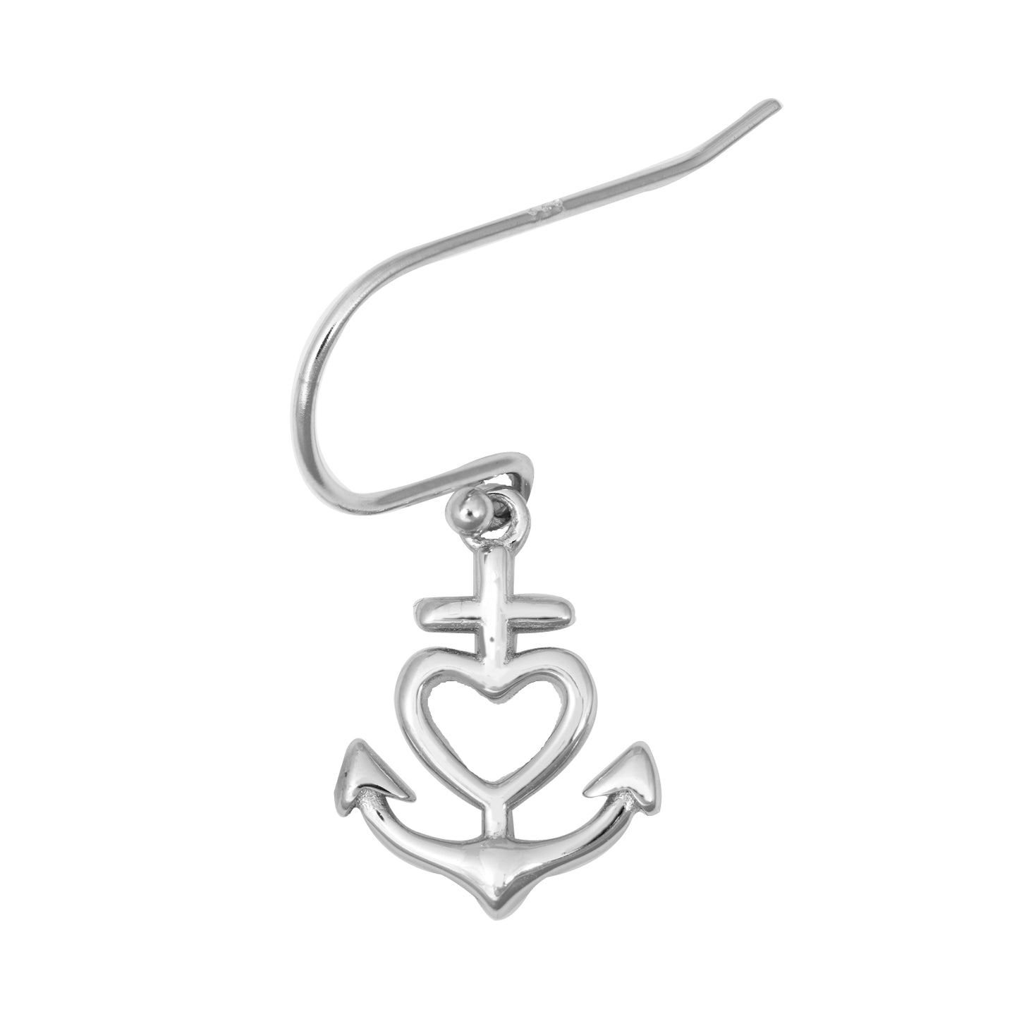 Silver Stud Earrings - Heart Anchor