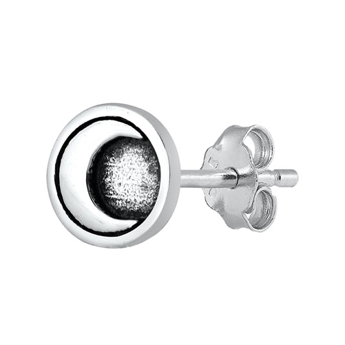 Silver Stud Earrings - Crescent Moon