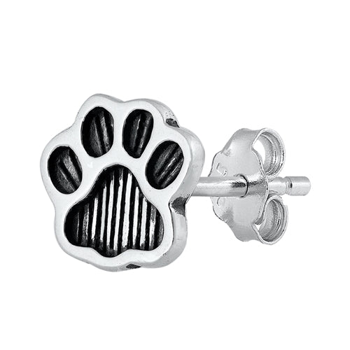 Silver Stud Earrings - Paw Print