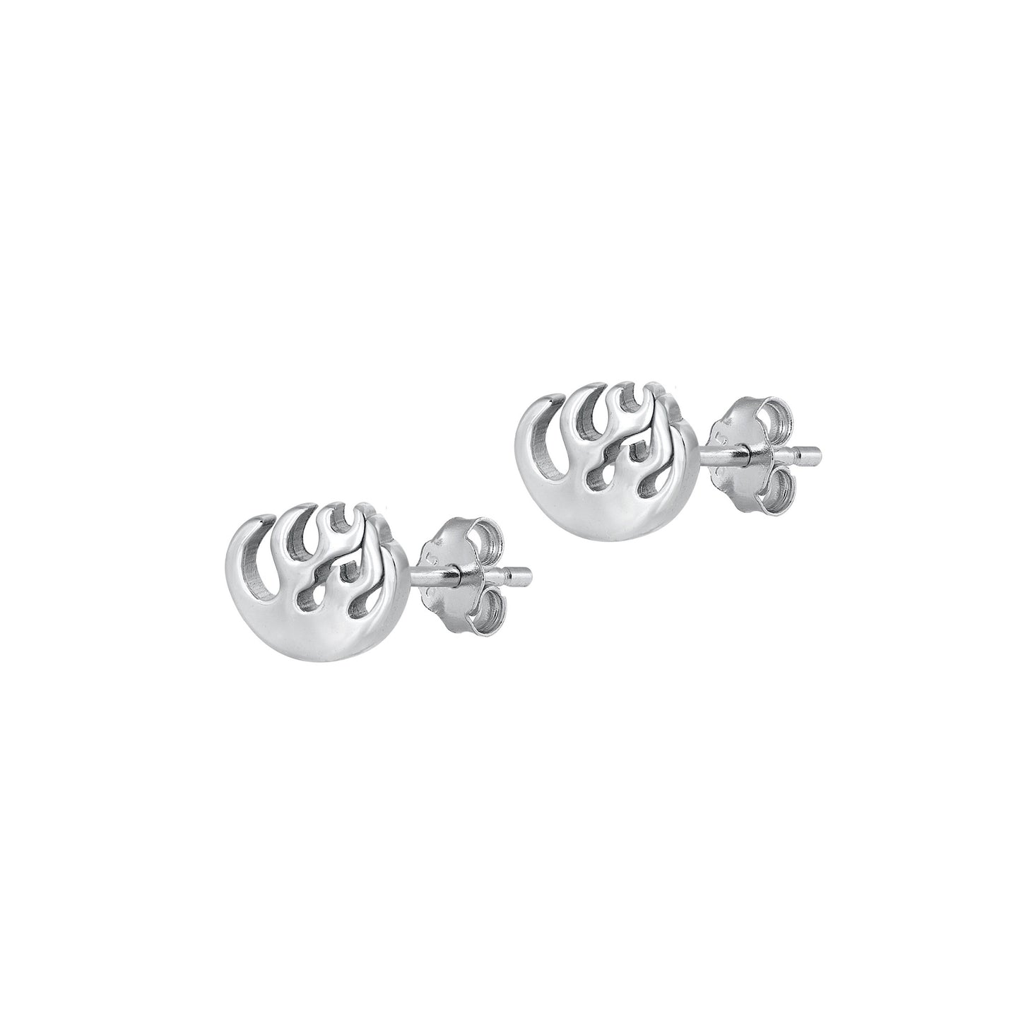 Silver Stud Earrings - Fire