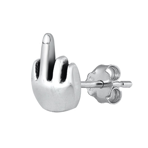 Silver Stud Earrings - Middle Finger