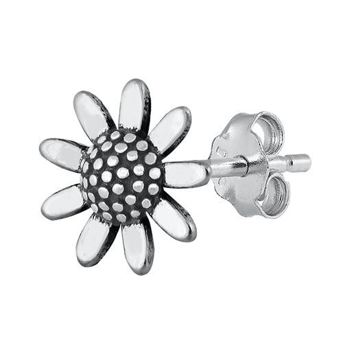 Silver Stud Earrings - Sunflower