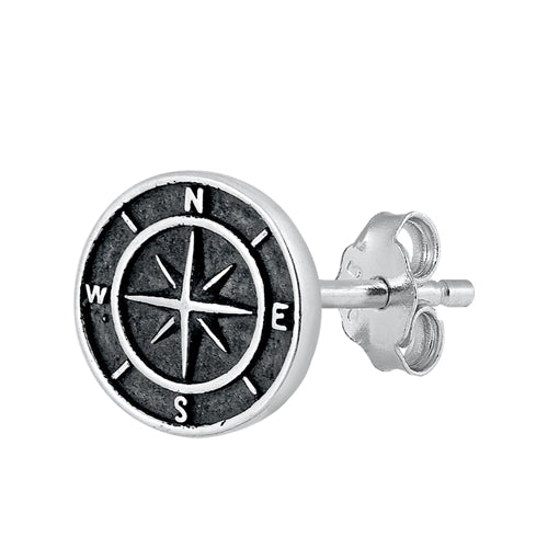 Silver Stud Earrings - Compass