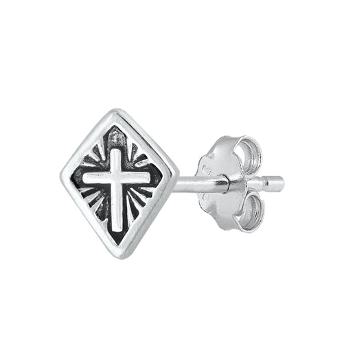 Silver Earrings - Cross