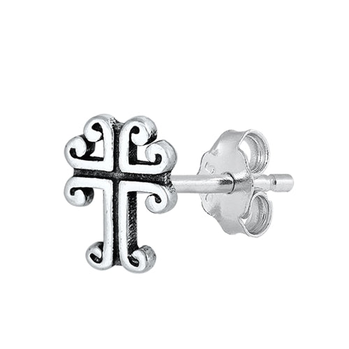 Silver Earrings - Cross
