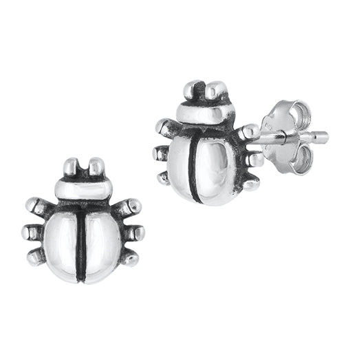 Silver Earrings - Beetle