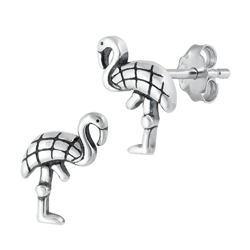 Silver Earrings - Flamingo