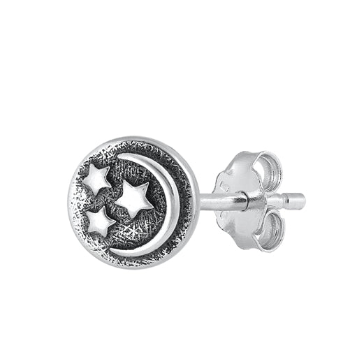 Silver Earrings - Moon & Stars