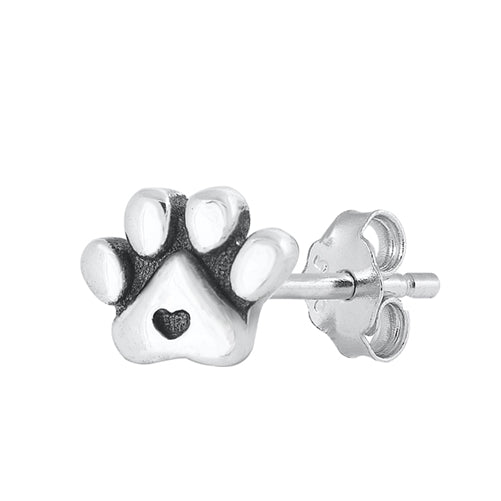 Silver Earrings - Paw Print & Heart