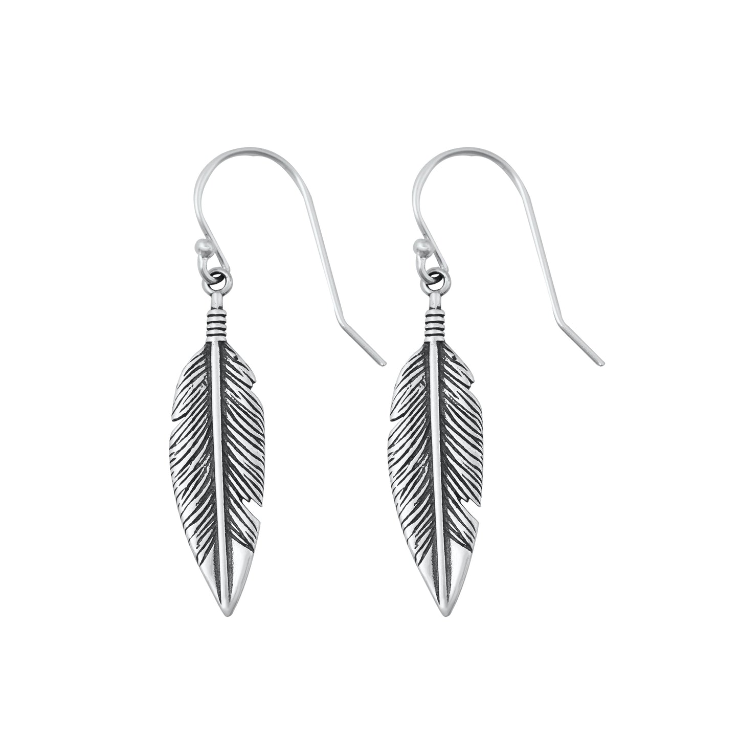 Silver Earrings - Feather