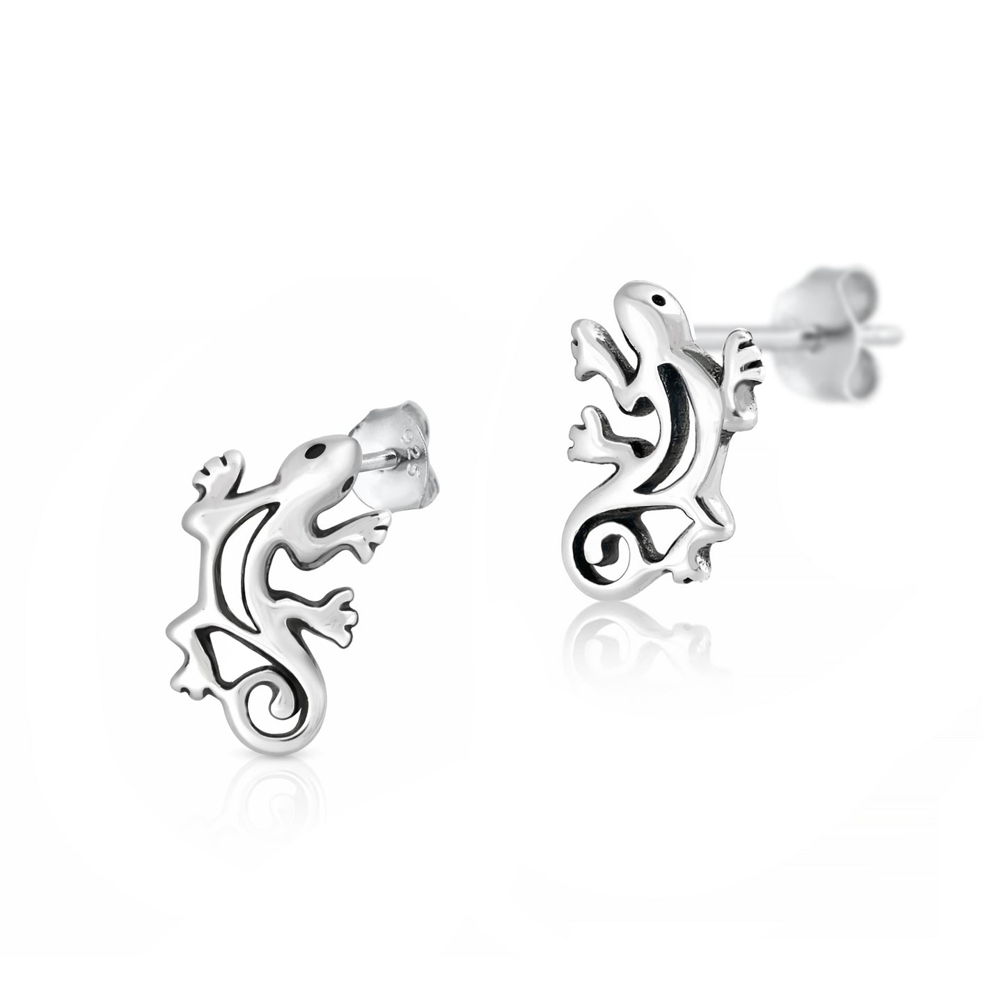 Silver Earrings - Gecko