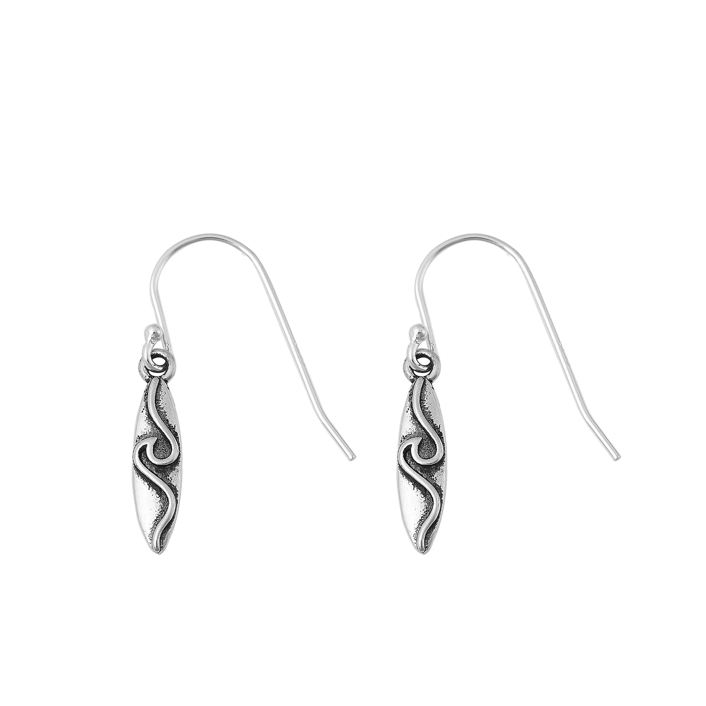 Silver Earring - Surfboard Waves