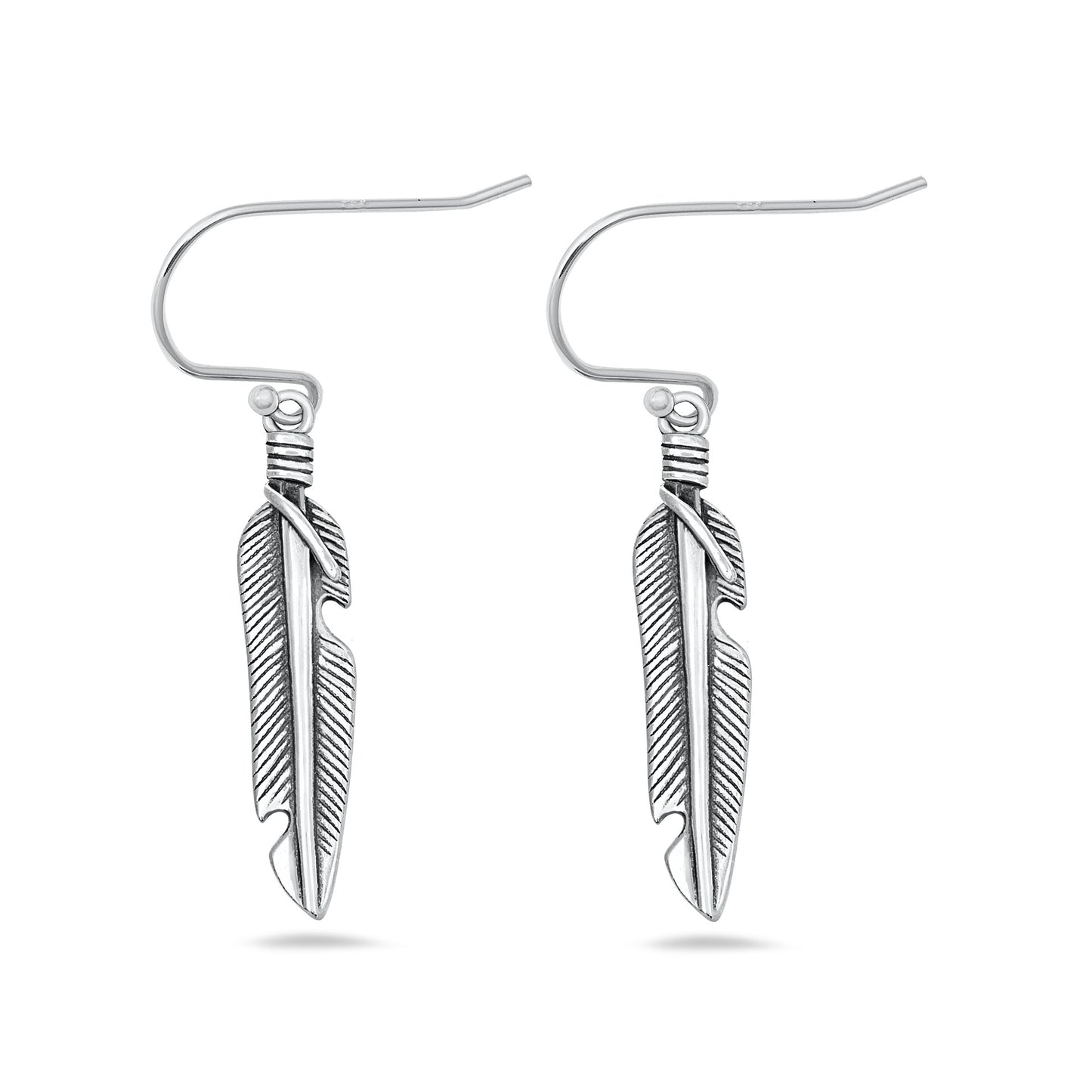 Silver Earrings - Feather