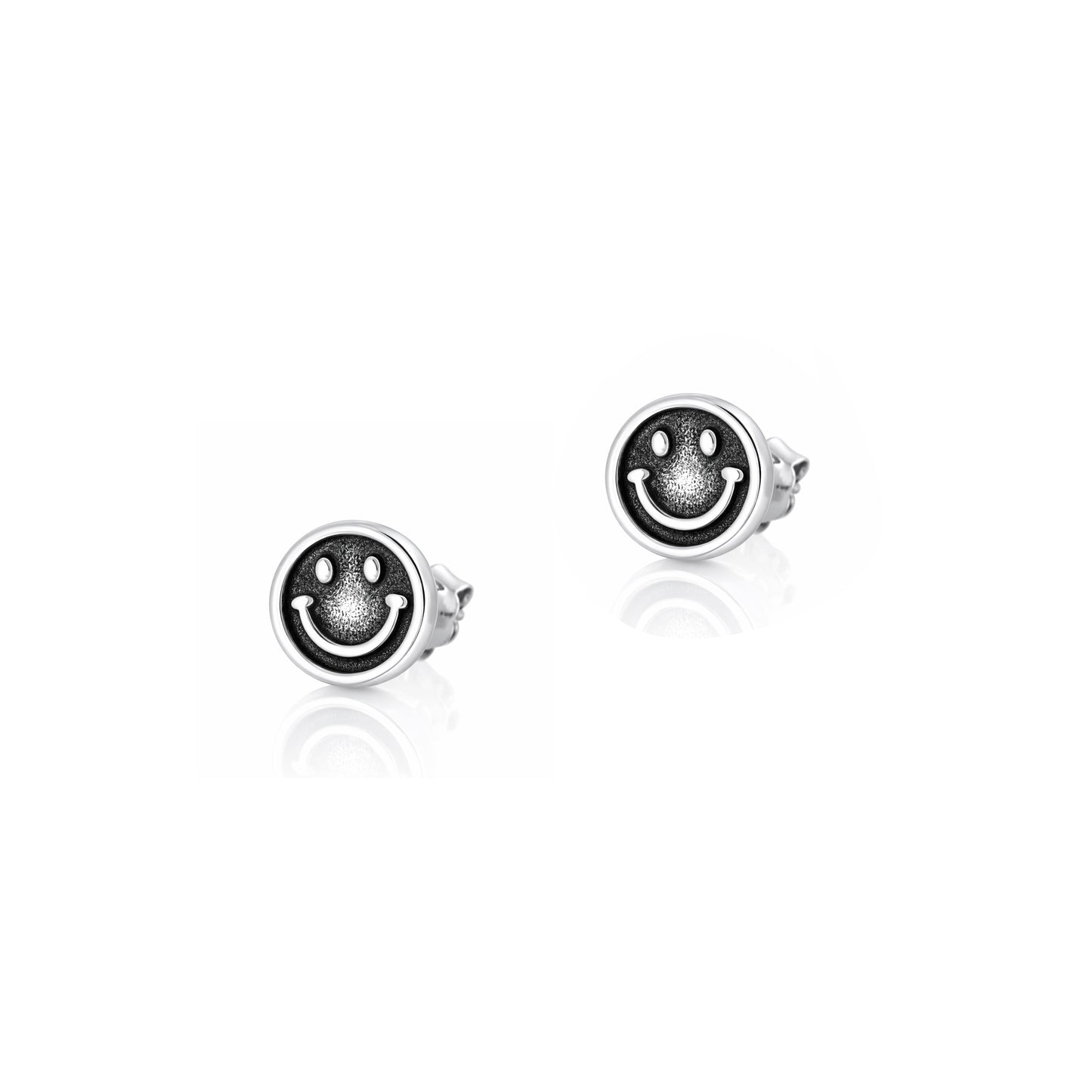Silver Earrings - Happy Face