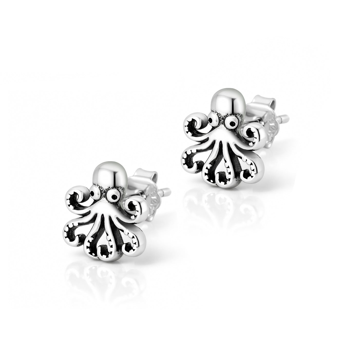 Silver Earrings - Octopus