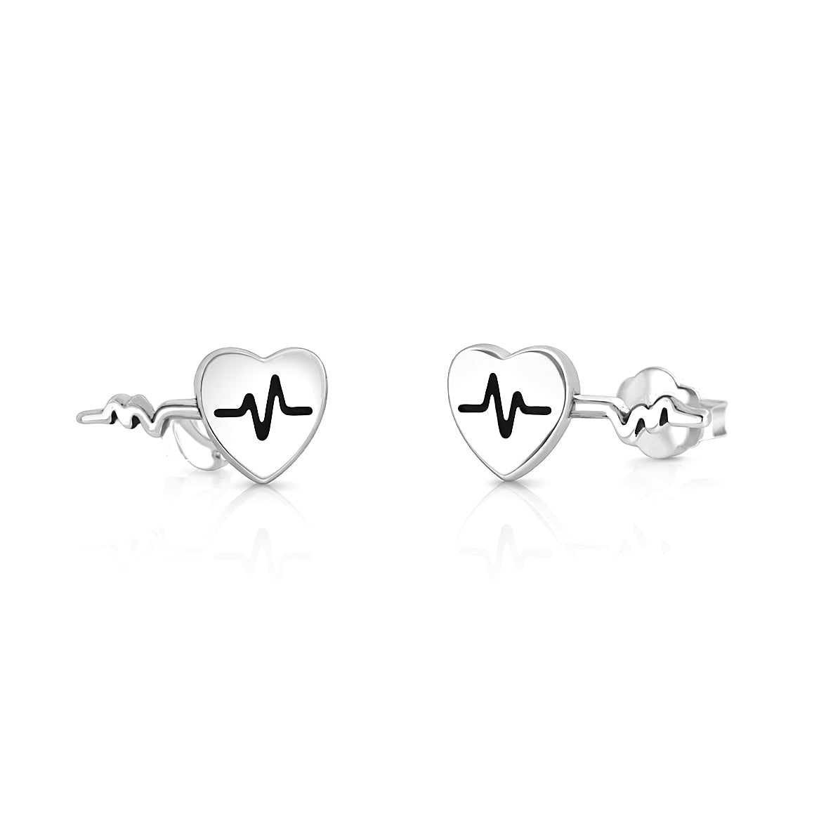 Silver Earrings - Heartbeat & EKG