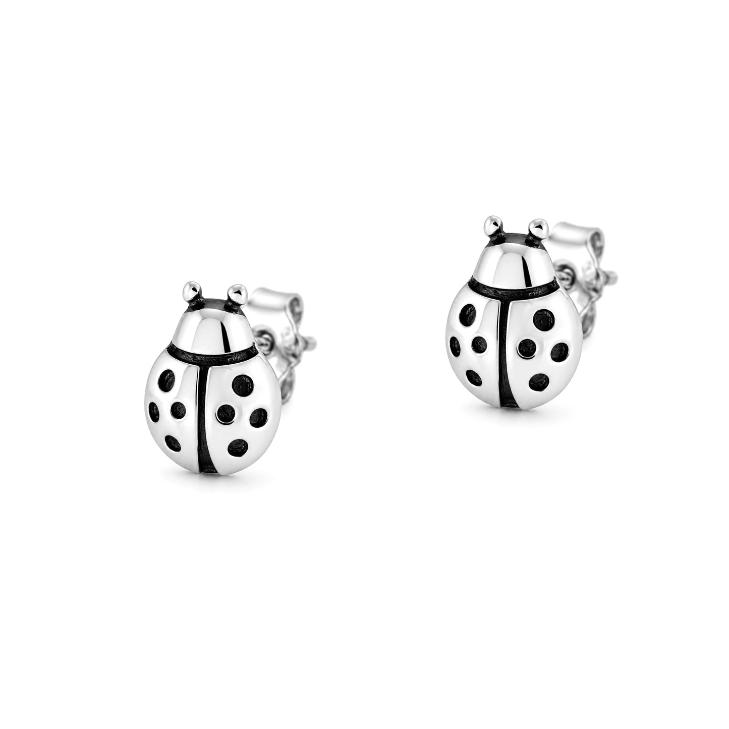 Silver Earrings - Ladybug