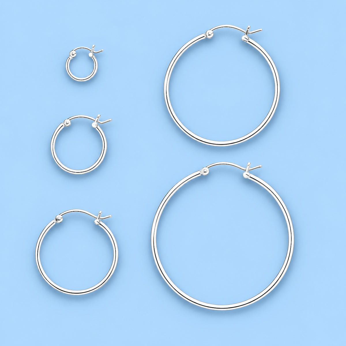 Silver Hoop Earrings - Snap Post - 1.5 mm