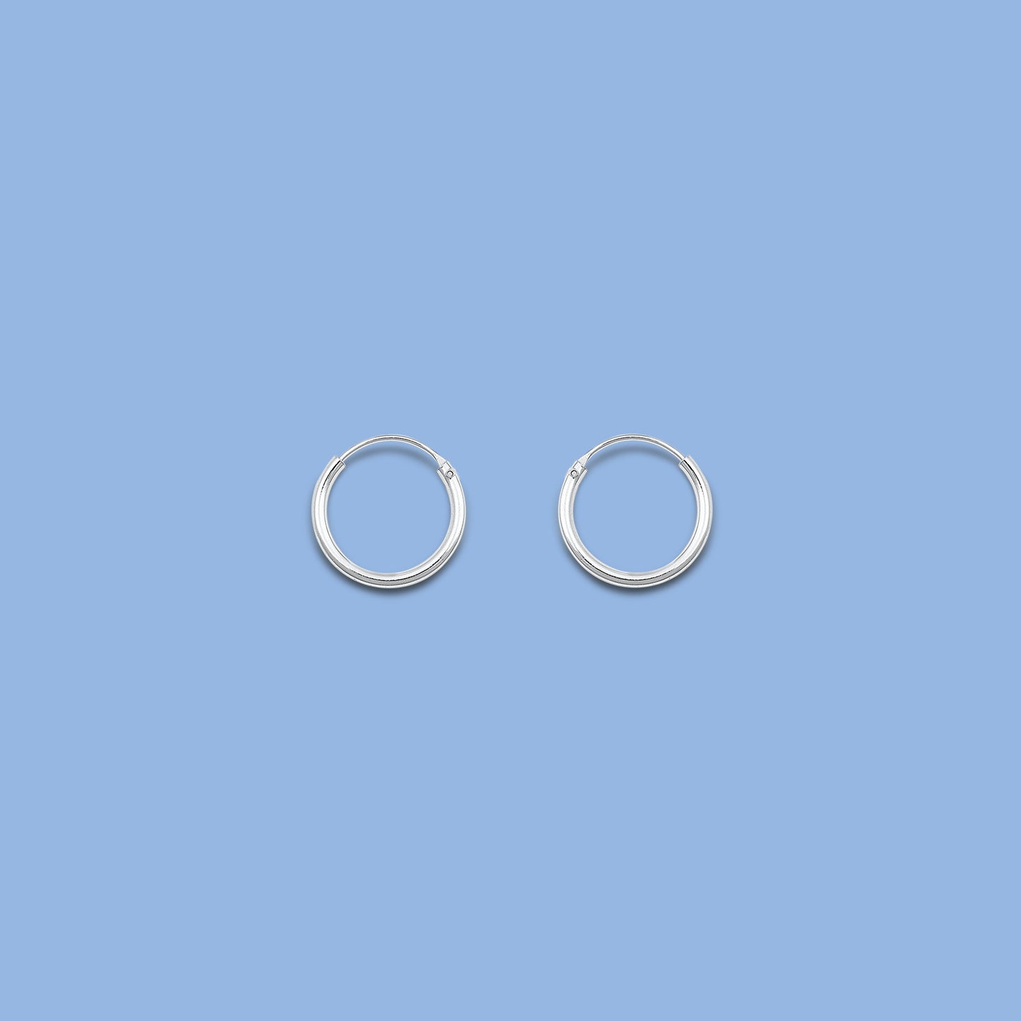 Silver Continuous Hoop Earrings - 1.5 x 14 mm