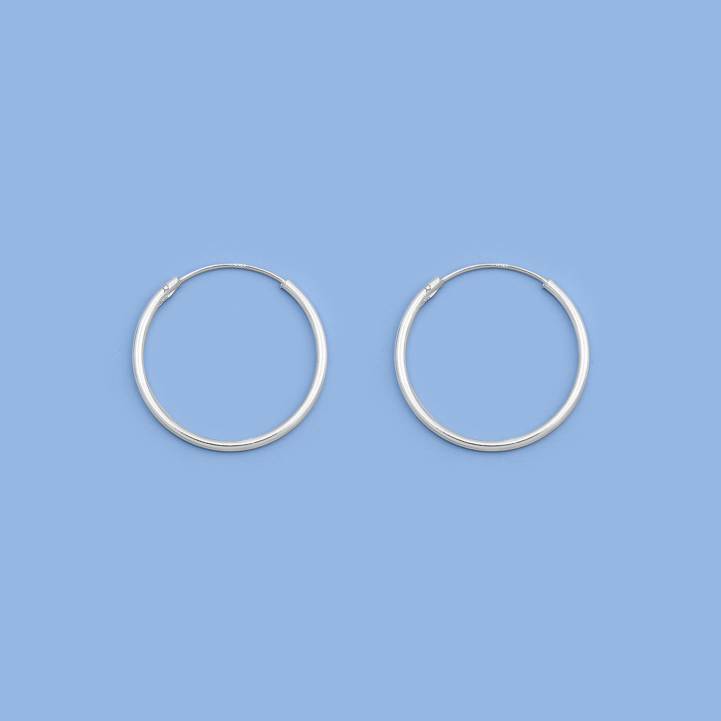 Silver Continuous Hoop Earrings - 1.5 x 25 mm
