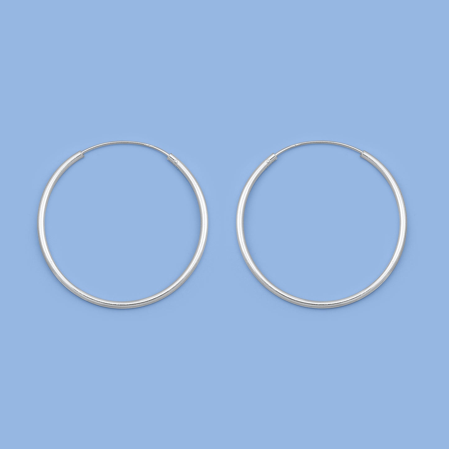 Silver Continuous Hoop Earrings - 1.5 x 35 mm