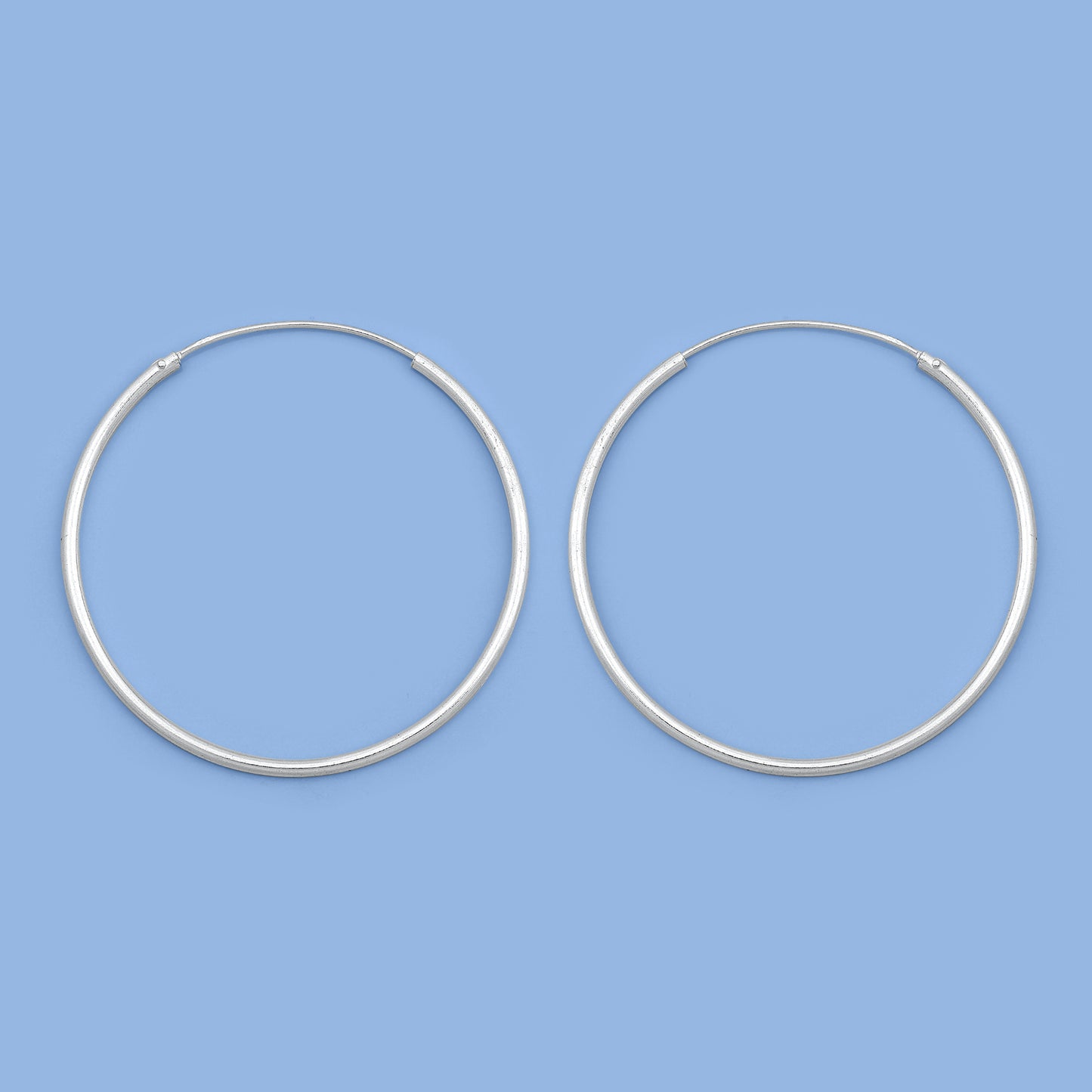 Silver Continuous Hoop Earrings - 1.5 x 40 mm