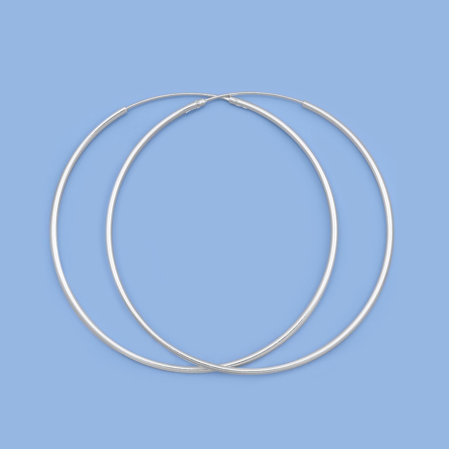 Silver Continuous Hoop Earrings - 1.5 x 60 mm