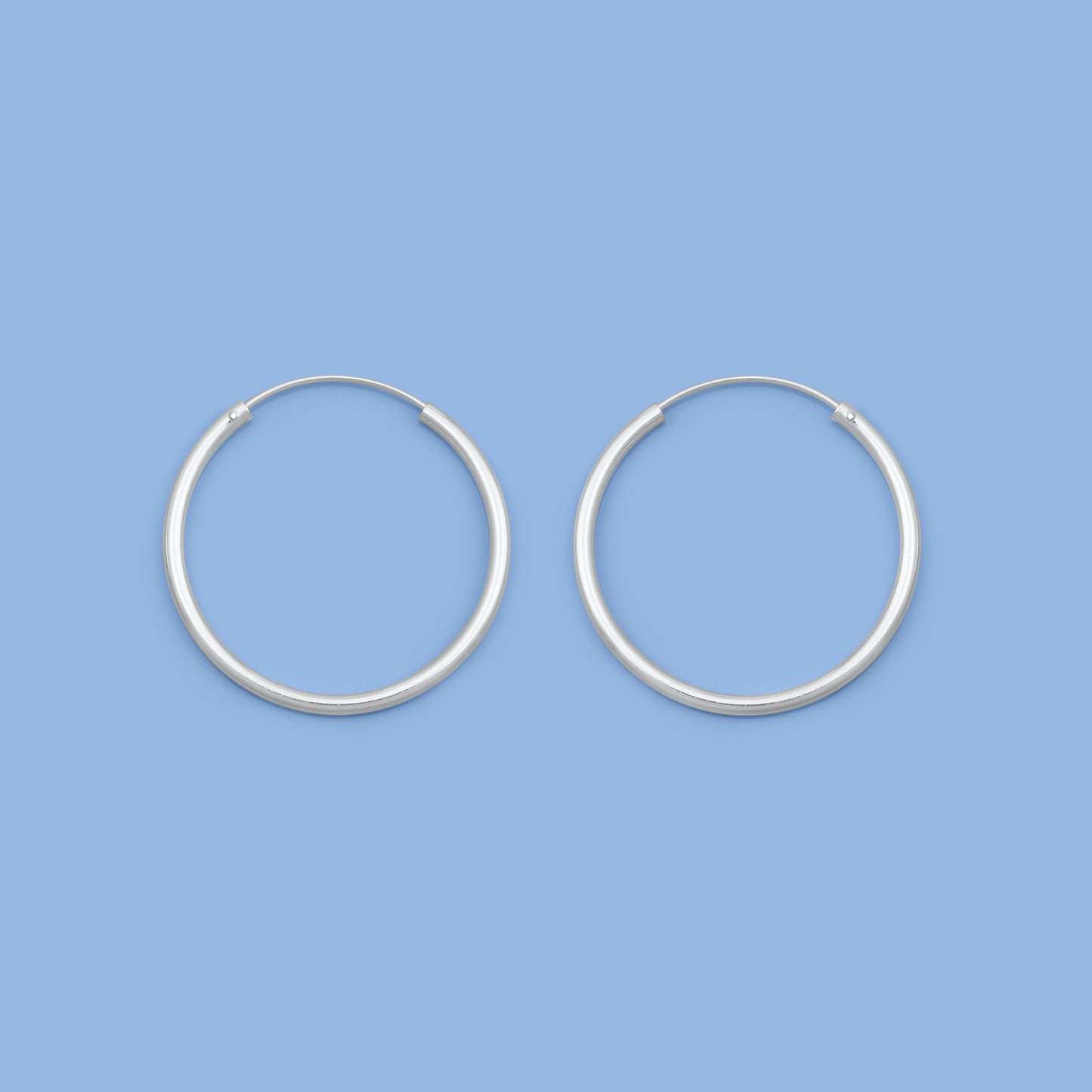 Silver Continuous Hoop Earrings - 2 x 30 mm