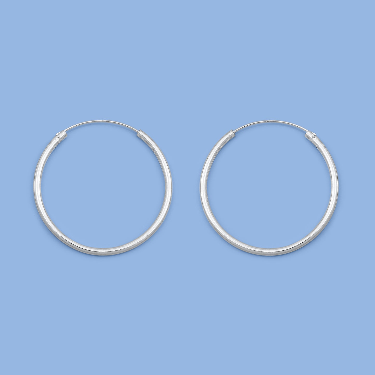 Silver Continuous Hoop Earrings - 2 x 35 mm