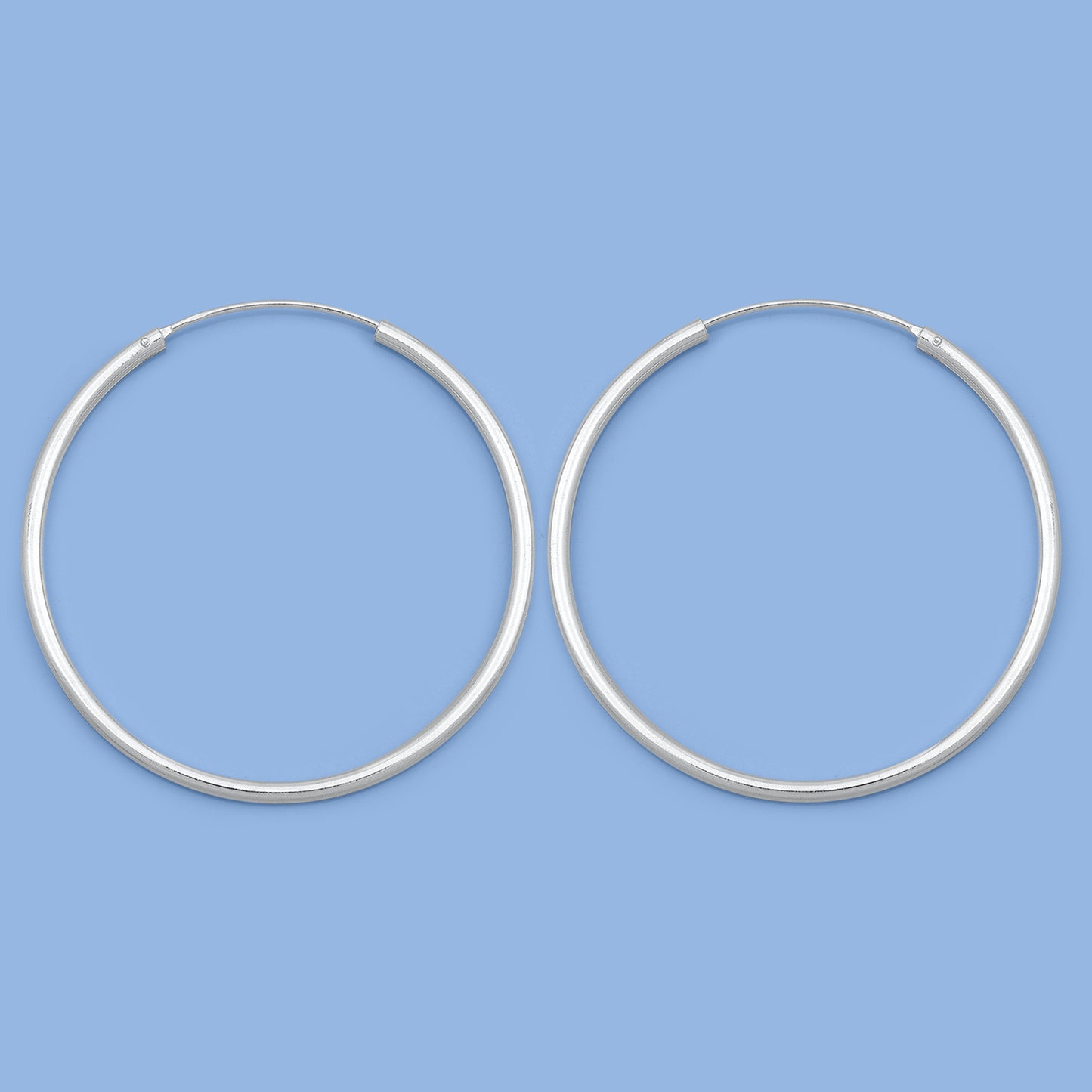 Silver Continuous Hoop Earrings - 2 x 45 mm