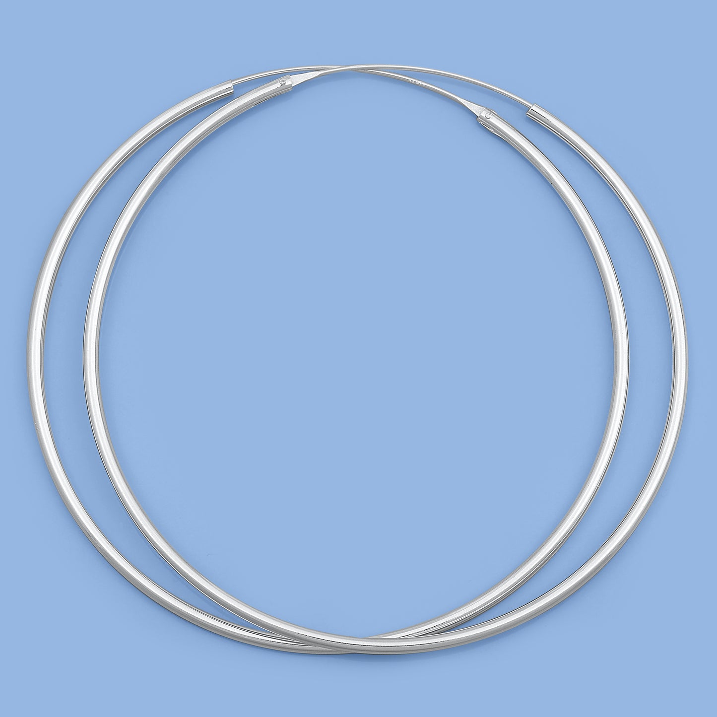 Silver Continuous Hoop Earrings - 2 x 80 mm