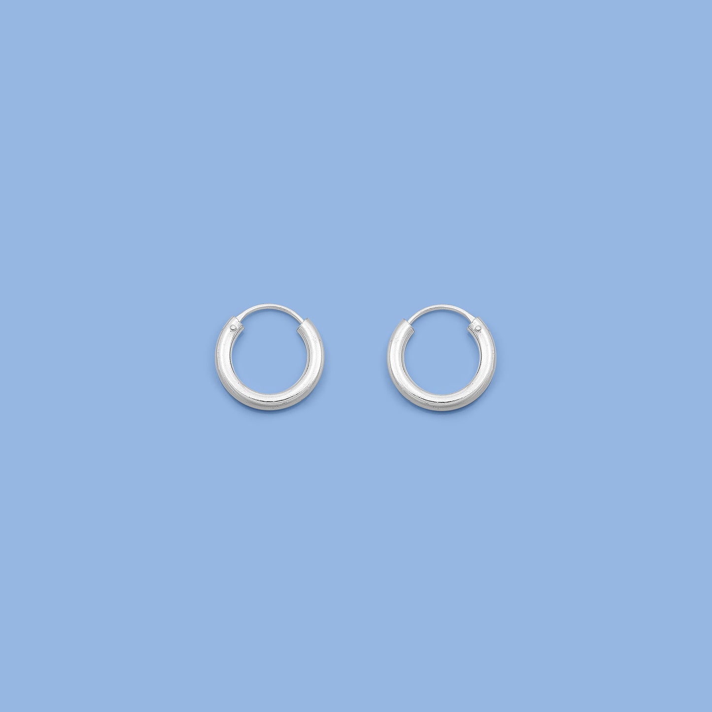 Silver Continuous Hoop Earrings - 2.5 x 14 mm