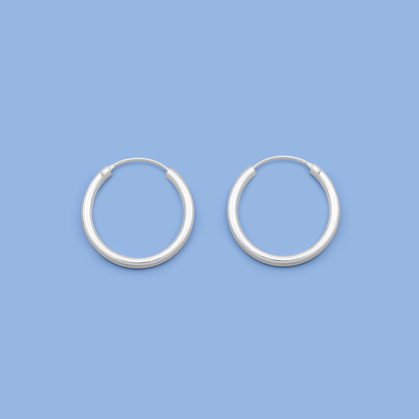 Silver Continuous Hoop Earrings - 2.5 x 25 mm