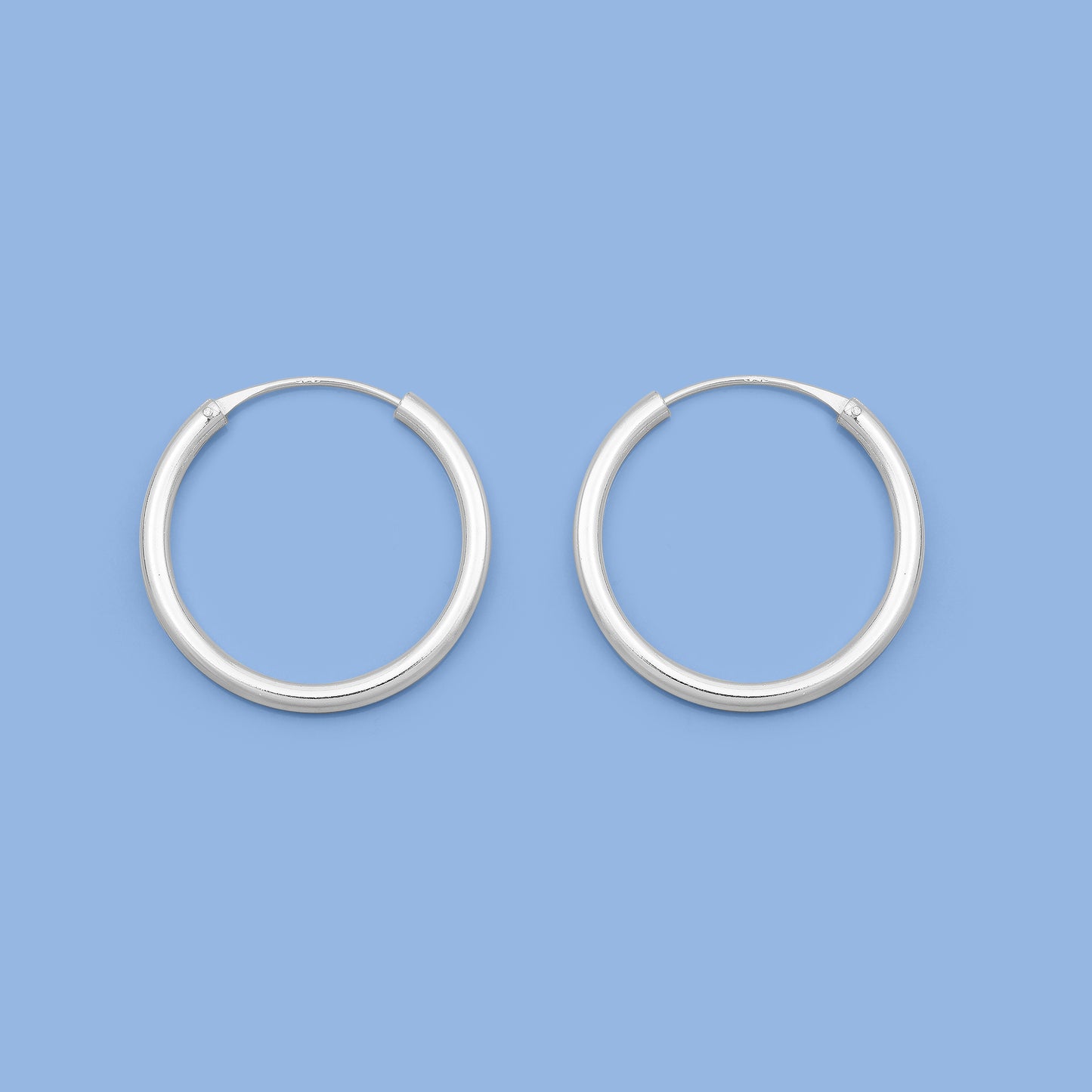 Silver Continuous Hoop Earrings - 2.5 x 30 mm