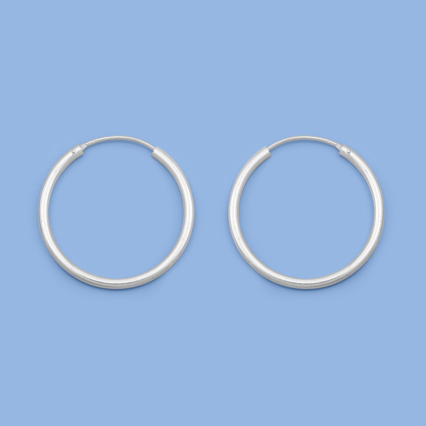 Silver Continuous Hoop Earrings - 2.5 x 35 mm