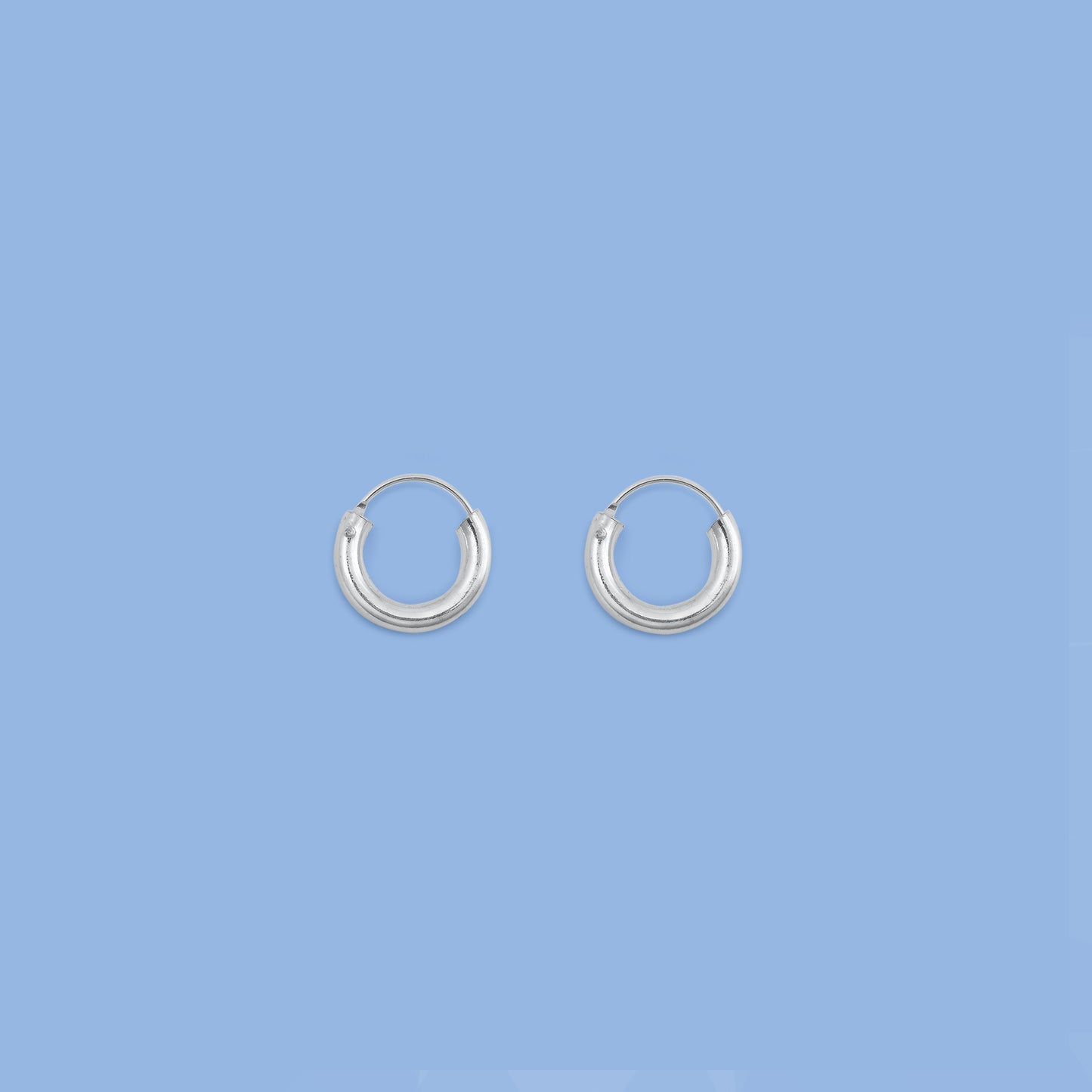 Silver Continuous Hoop Earrings - 2 x 14 mm