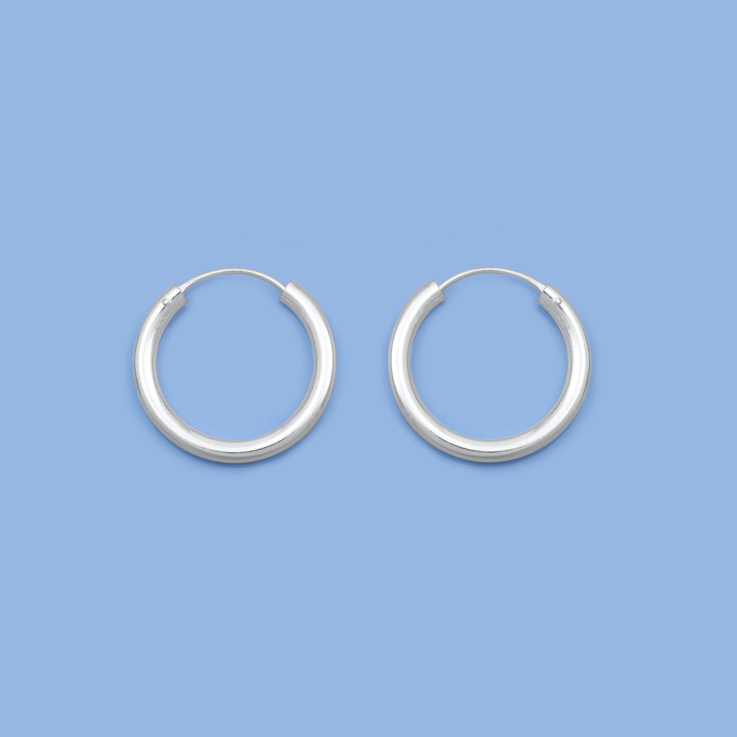 Silver Continuous Hoop Earrings - 3 X 25 mm