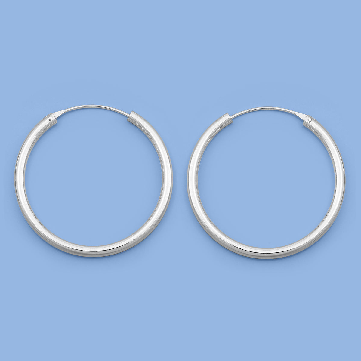 Silver Continuous Hoop Earrings - 3 X 40 mm