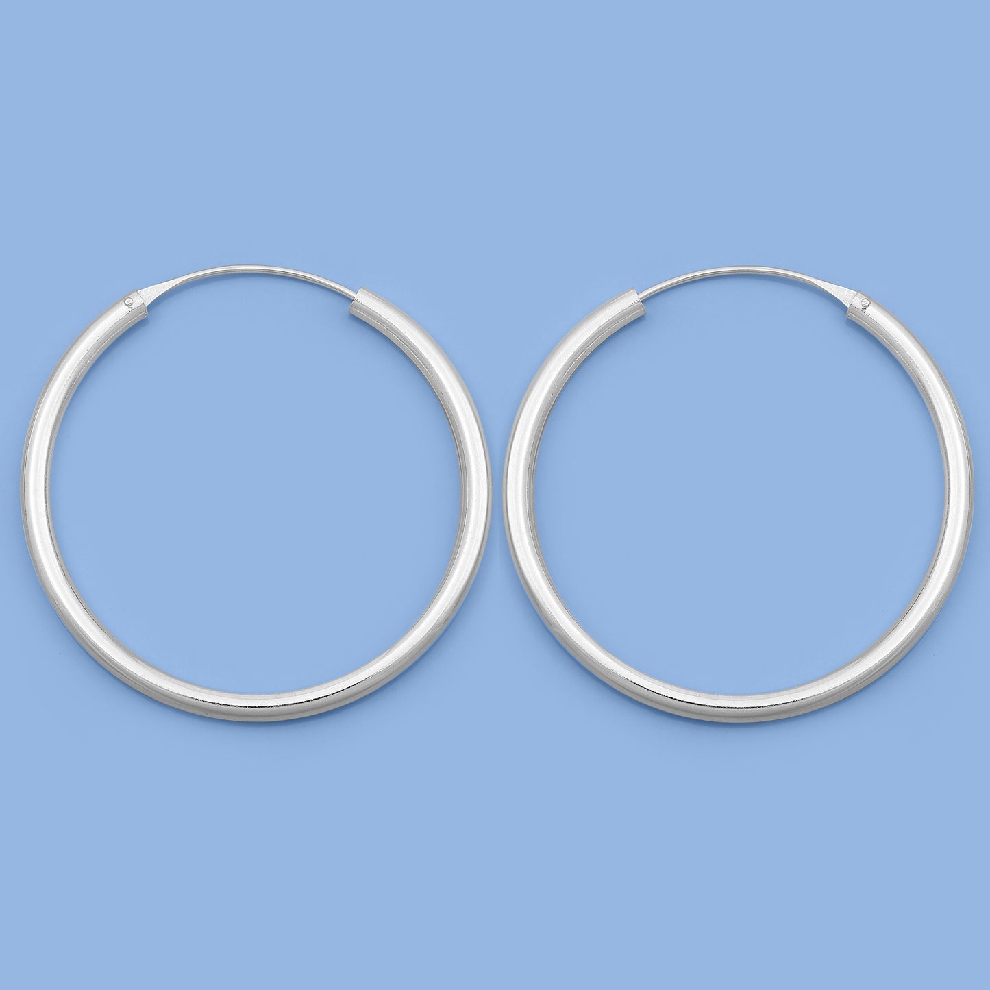 Silver Continuous Hoop Earrings - 3 x 45 mm